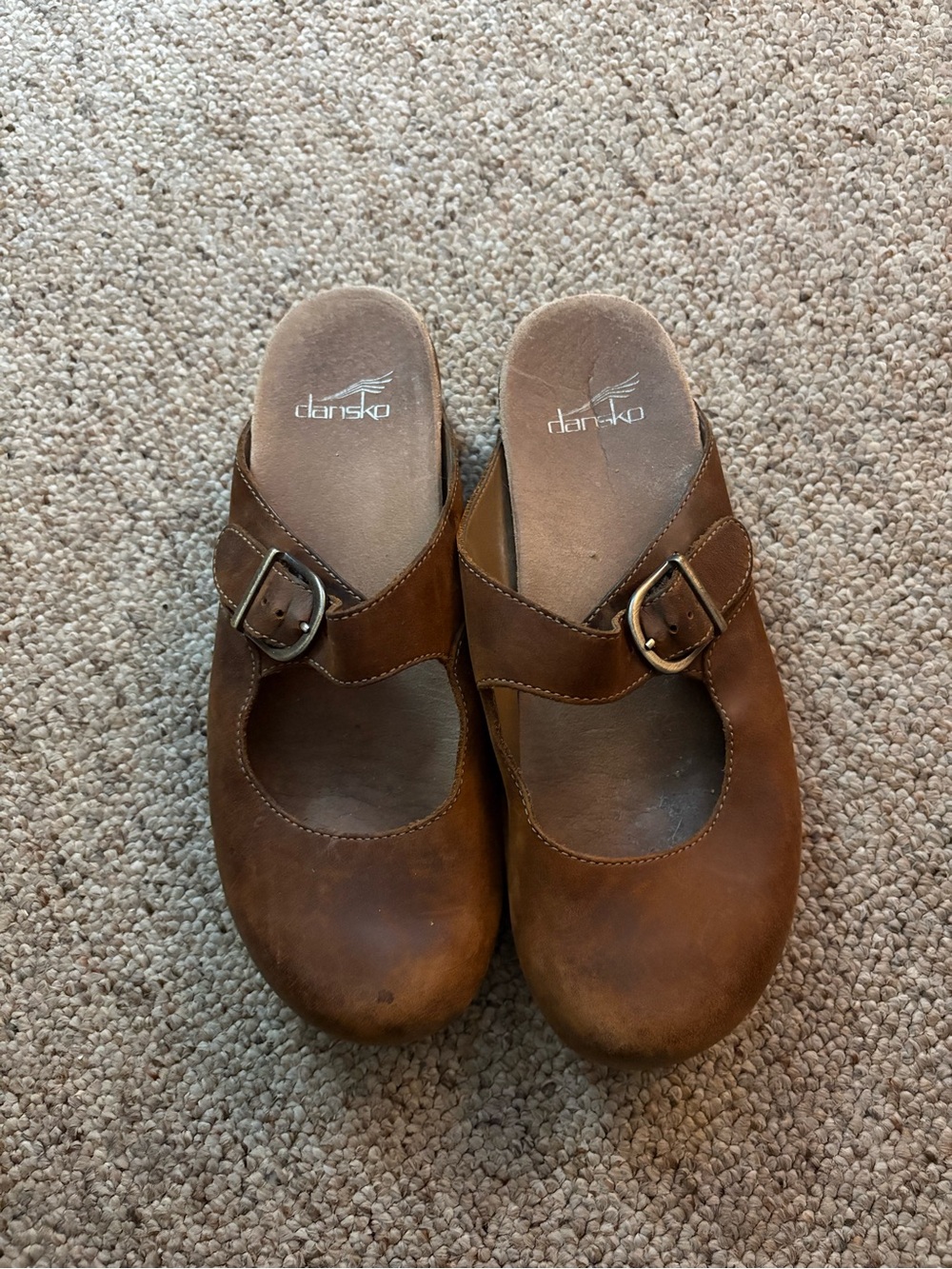 Dansko Brown Leather Slip-On Buckle Clogs - Picture 5 of 9